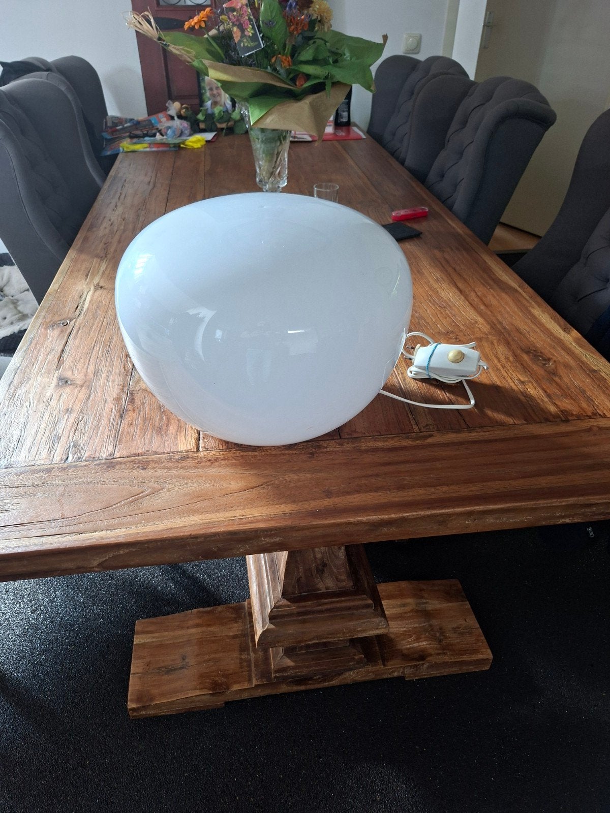 Witte design lamp jonisk vloerlamp Carl ojerstam, Kunststof, Gebruikt, Met schakelaar, Wit