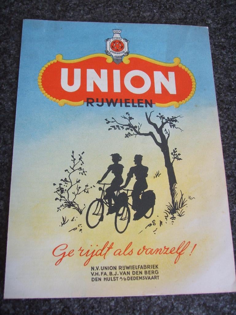 Union oldtimerrijwielen 1952 folder, Verzenden, Zo goed als nieuw