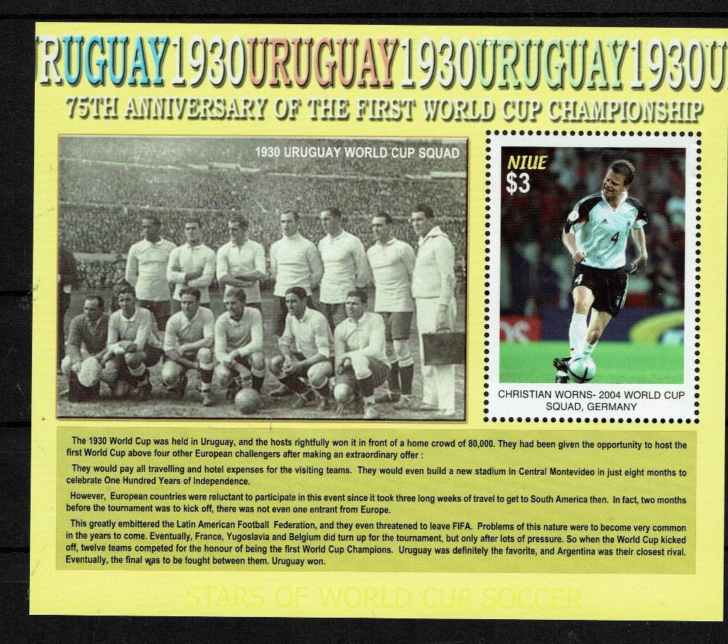 NIUE 2005 PF BLOK VOETBAL SOCCER SPACE 2, Ophalen of Verzenden, Postfris, Sport