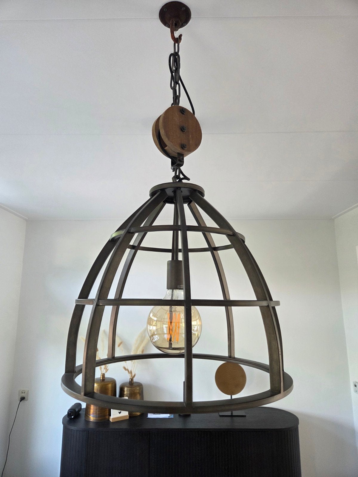Mooie industriële hanglamp, zgan, Ophalen, E27 (groot), Zo goed als nieuw, Industrieel
