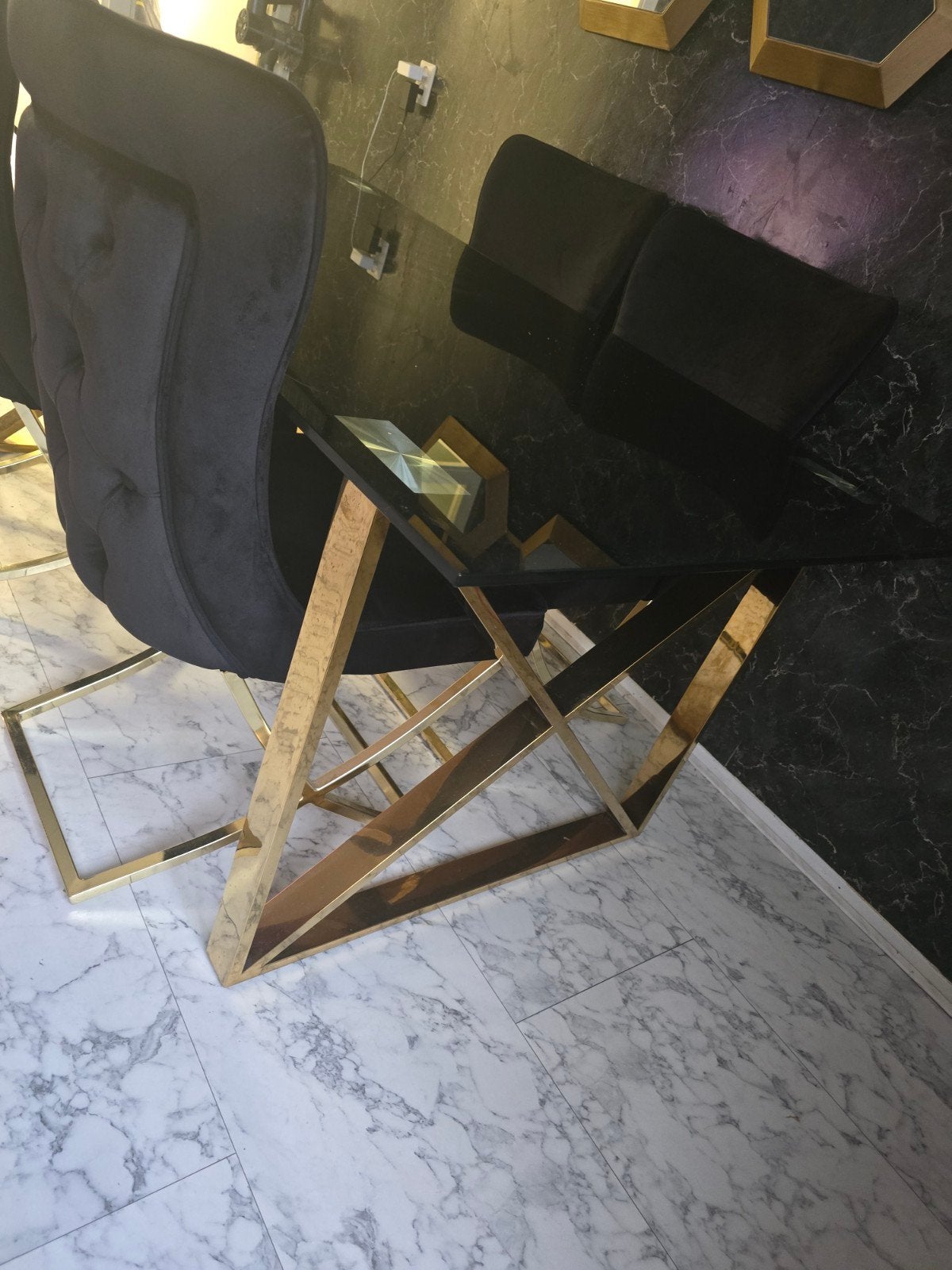 Salontafel met 4 stoelen te koop!, Huis en Inrichting, Vierkant, Glas, 150 tot 200 cm, 50 tot 100 cm