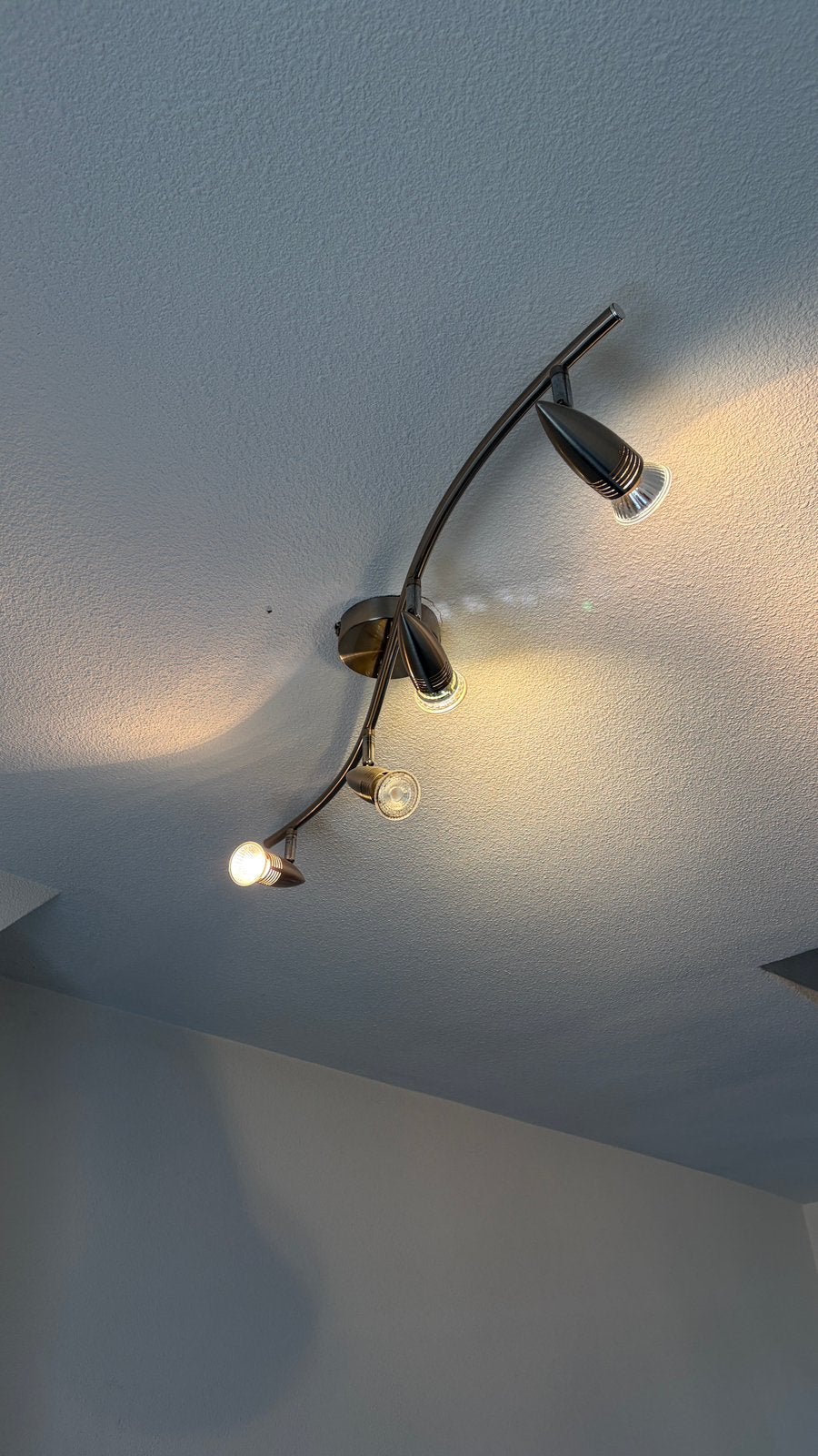 Plafondlamp 4 spots RVS, Ophalen, Gebruikt, Geschikt voor plafondmontage, Metaal