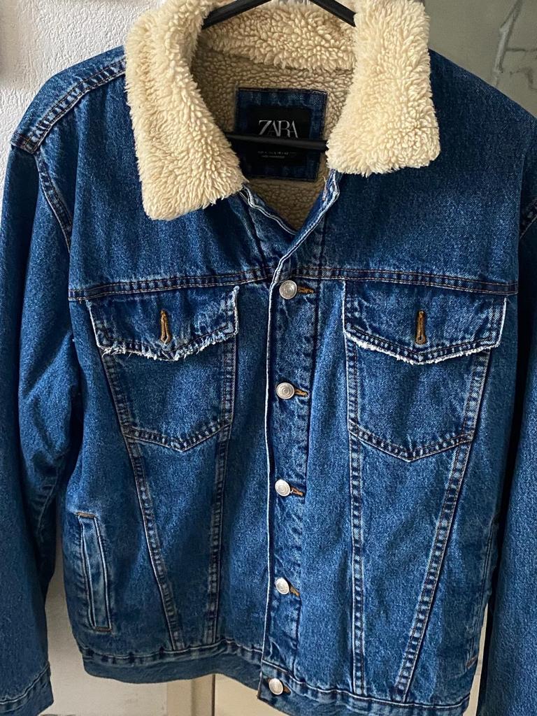Nieuwe Zara spijkerjas met teddy voering - Maat L, Ophalen of Verzenden, Nieuw, Maat 42/44 (L), Blauw