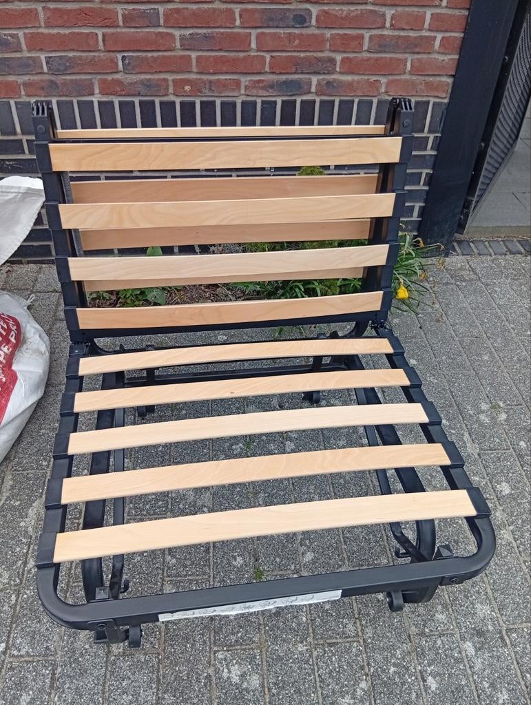 Opklapbaar 1-persoons bed / stoel - 80x200 (zonder matras), Eenpersoons, Ophalen of Verzenden, 80 cm, 200 cm