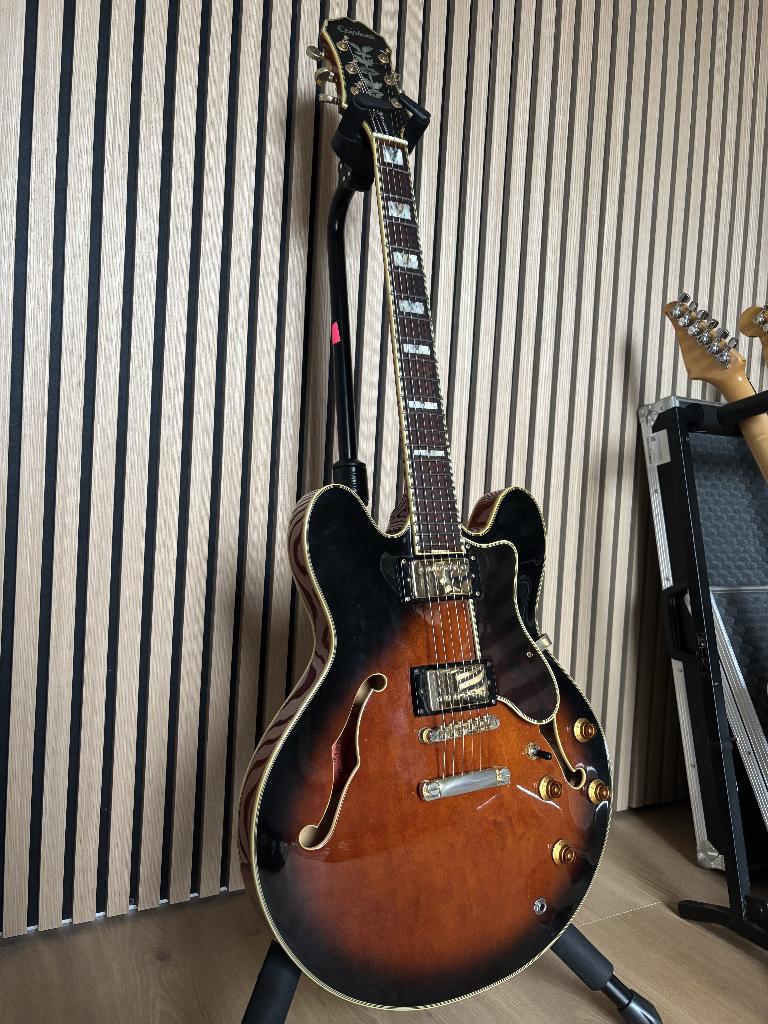 Epiphone Sheraton II – Korea (Samick) 2002 (NEW FRETS/POTS), Ophalen of Verzenden, Zo goed als nieuw, Hollow body, Epiphone