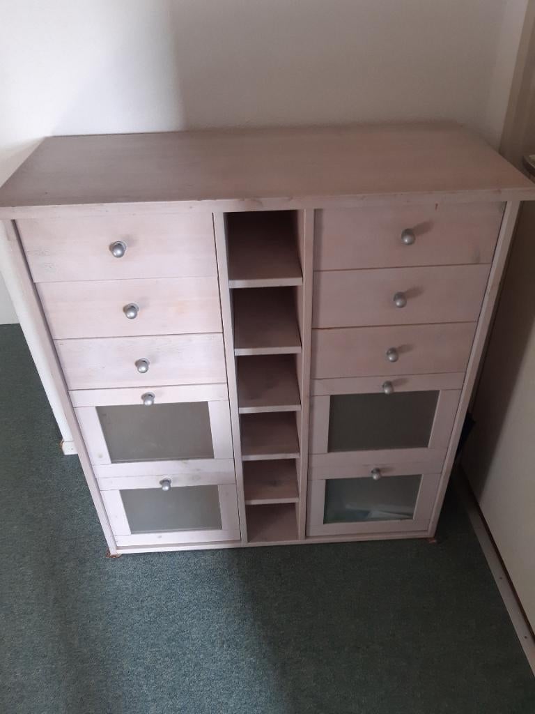 White wash kastje te koop, Huis en Inrichting, Kasten | Ladekasten, Ophalen, Gebruikt, 100 tot 150 cm, 5 laden of meer