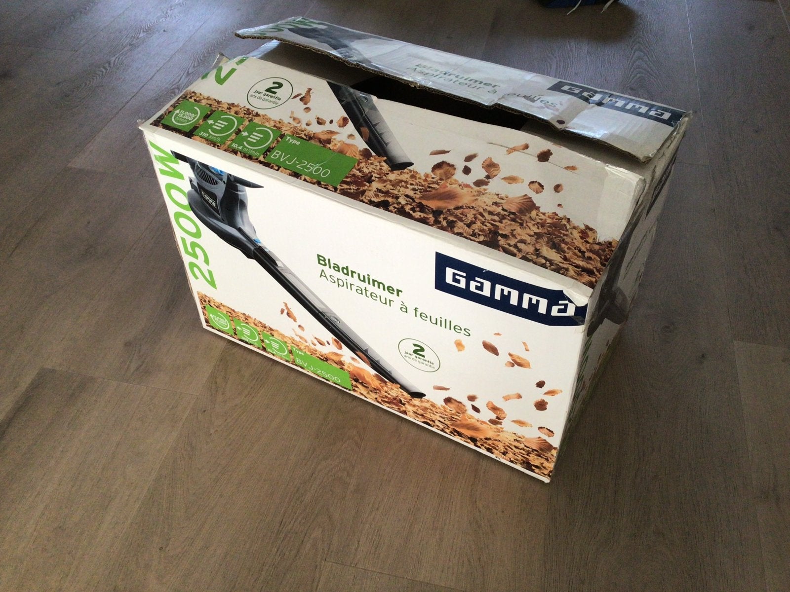 Gamma Bladblazer BVJ-2500 - 2500W met ongebruikte opvangzak, Ophalen, Zo goed als nieuw, Elektrisch, Met opvangzak