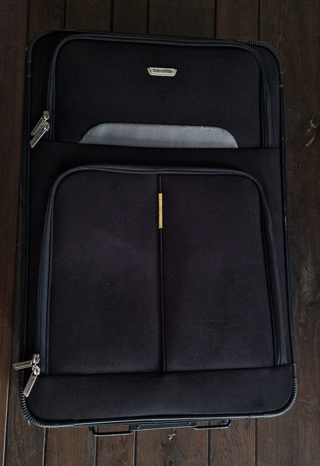 Travelite Zwarte Koffer Wieltjes en Uitschuifbare Handgre, Ophalen, Uitschuifbare handgreep, 30 cm of meer, Zwart