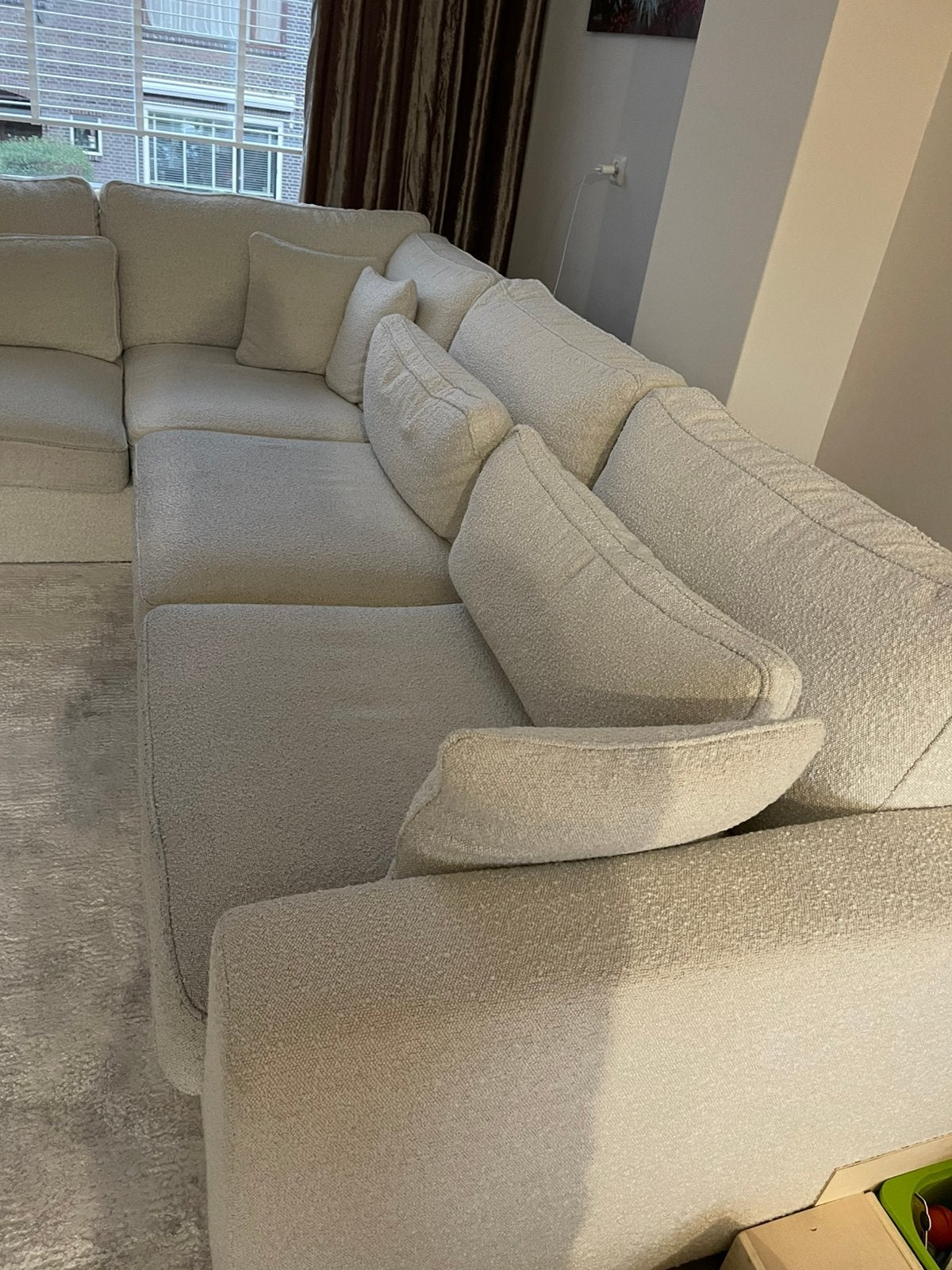 Beige /creme hoekbank, Huis en Inrichting, Banken | Complete zithoeken, Ophalen, Gebruikt, Stof, Teddy