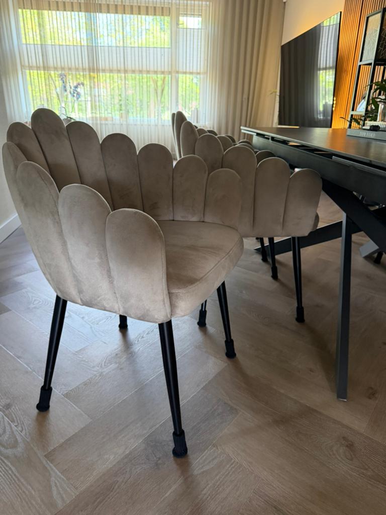 Luxe eetkamer stoelen 6 stuks beige, Ophalen, Overige materialen, Overige kleuren, Zo goed als nieuw