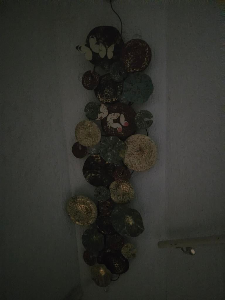 Metalen wanddecoratie met vlinders en bladeren, Ophalen, Metaal, Wandsculptuur, Gebruikt