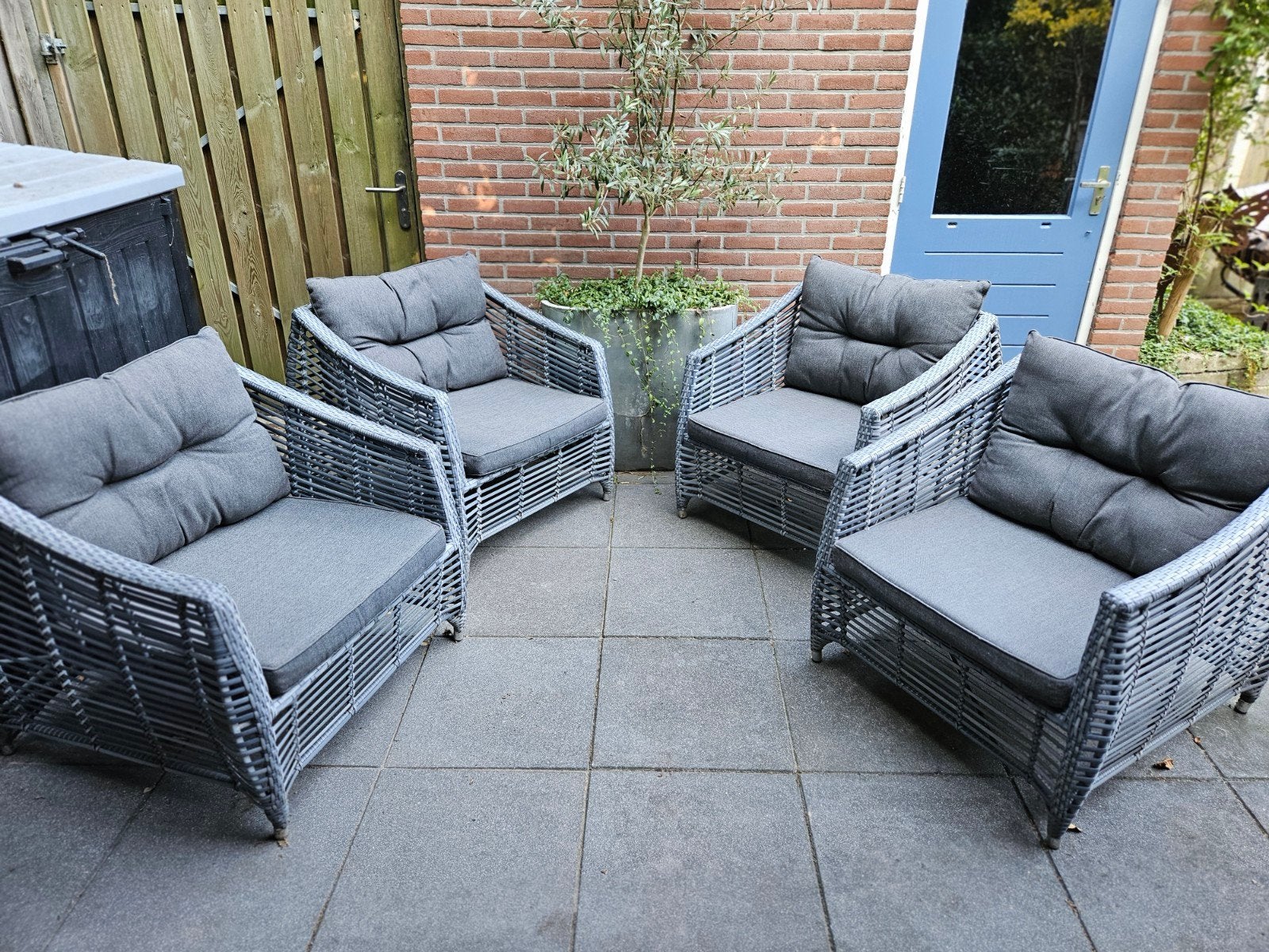 4 heerlijke Loungestoelen van Manifesto (Kees Smit), Ophalen, Gebruikt, Wicker, 4 zitplaatsen