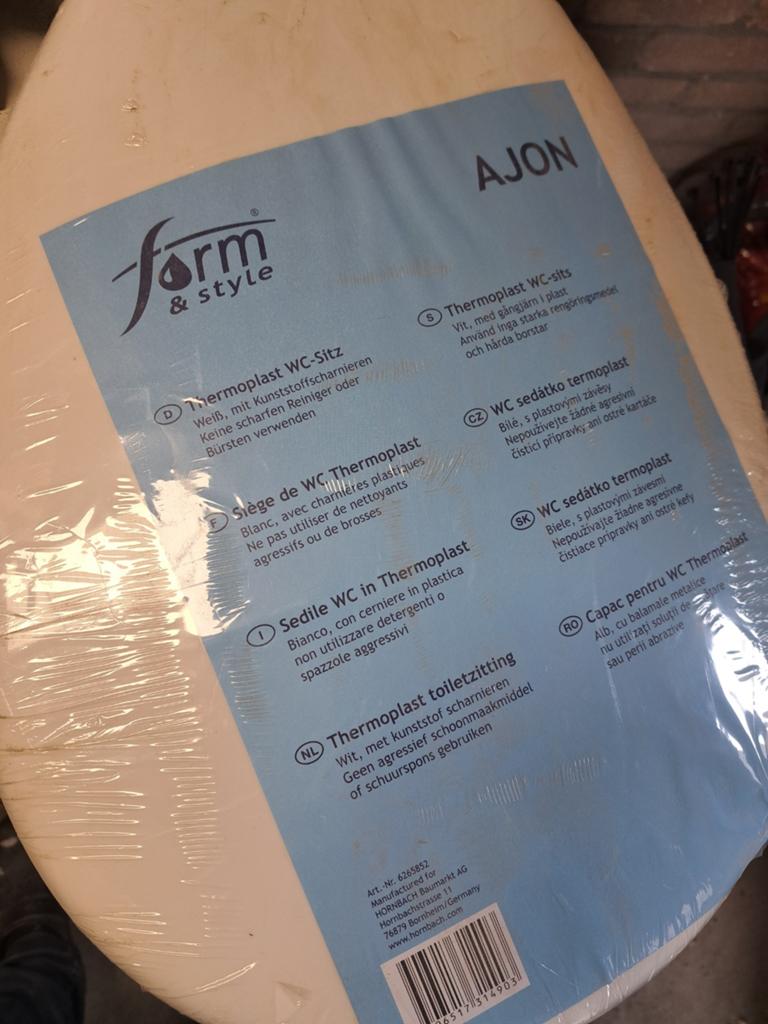 AJON Thermoplast Toiletzitting Wit - Nieuw, Ophalen of Verzenden, Nieuw, Toilet
