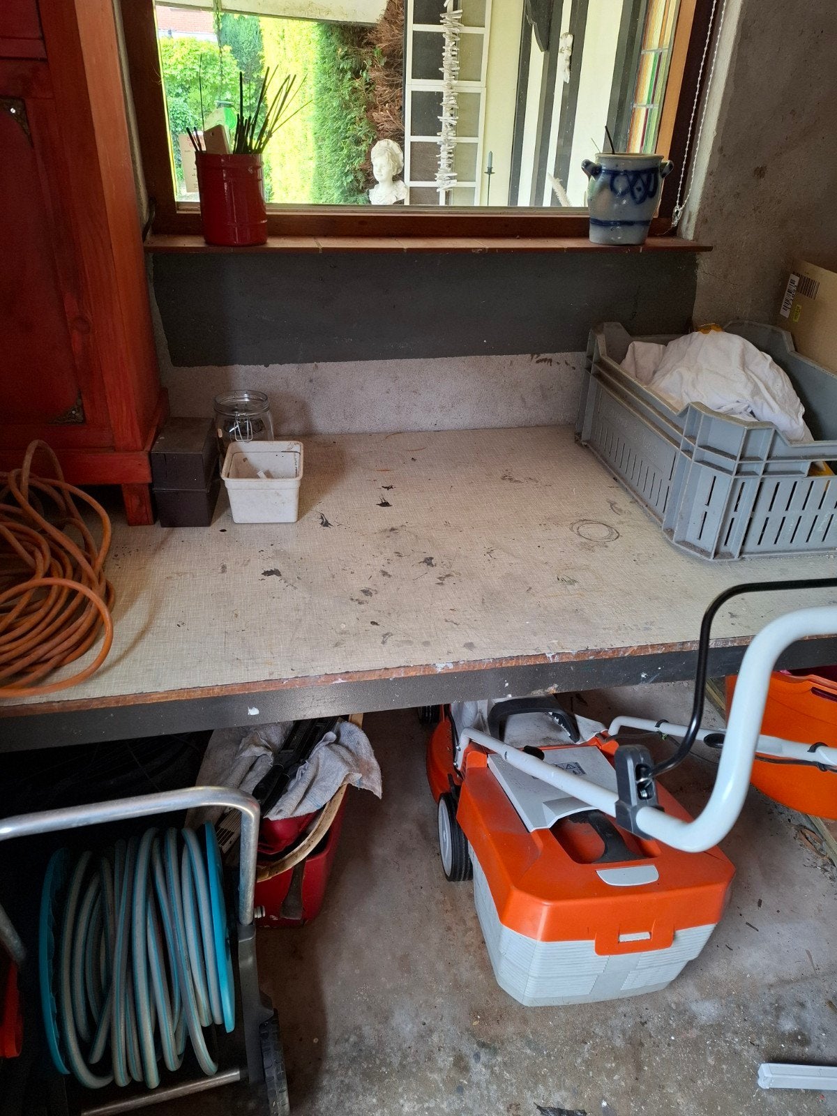 Werktafel paktafel werkbank tafel schuur, Doe-het-zelf en Verbouw, Werkbanken, Ophalen, Gebruikt, 170 cm of meer