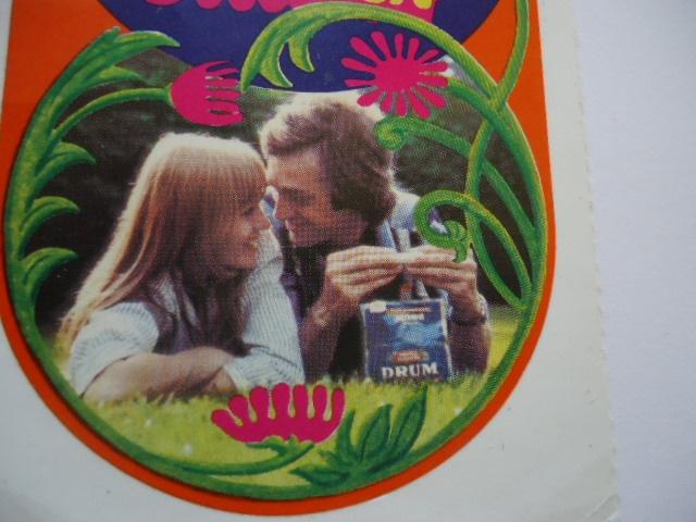 sticker DRUM SHAG sigaret jaren 70 flowerpower hippie peuk, Verzenden, Zo goed als nieuw