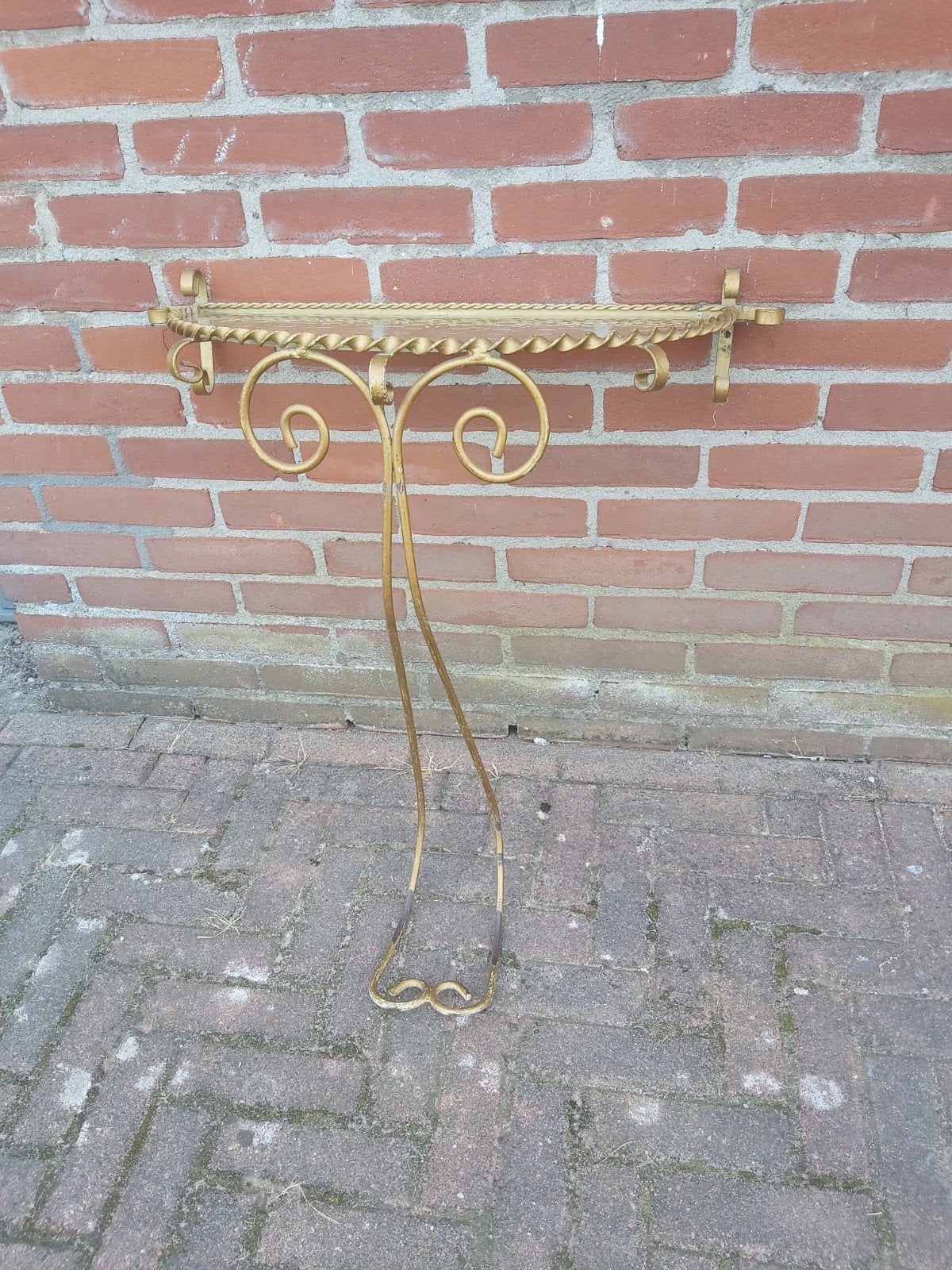 Gave france smeedijzeren wand tafel met glasplaat, Ophalen of Verzenden