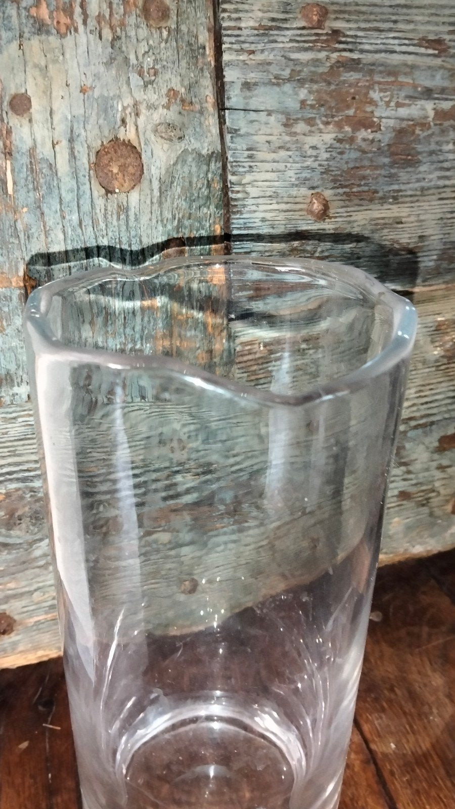 Mooi degelijk windlicht vaas dik golvend glas, Gebruikt, ., Ophalen of Verzenden, .