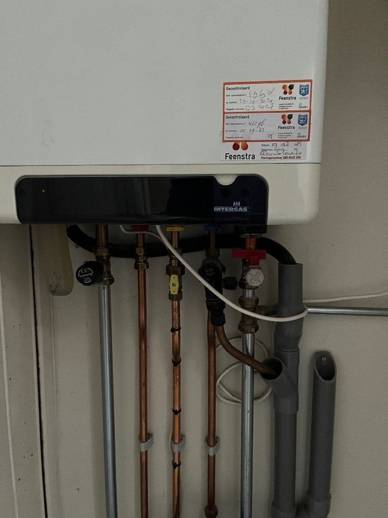 CV ketel Intergas Kombi Kompakt HRE 28/24, Ophalen, 30 tot 80 cm, Gebruikt, Hoog rendement (Hr)