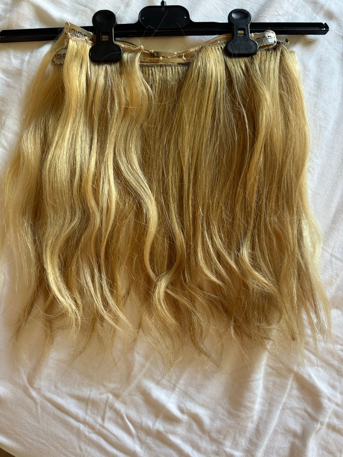 Balmain Clip-in Human Hair Extensions Blond met Borstel, Ophalen of Verzenden, Gebruikt, Pruik of Haarverlenging