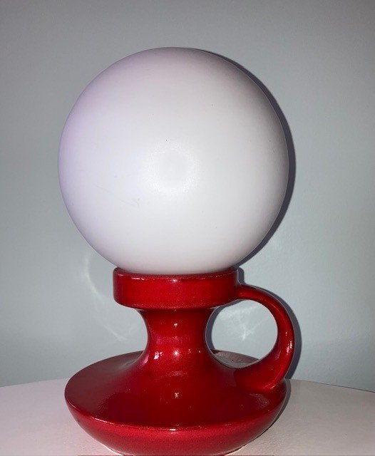 Vintage keramiek tafellamp, Overige typen, Gebruikt, Vintage, Rood