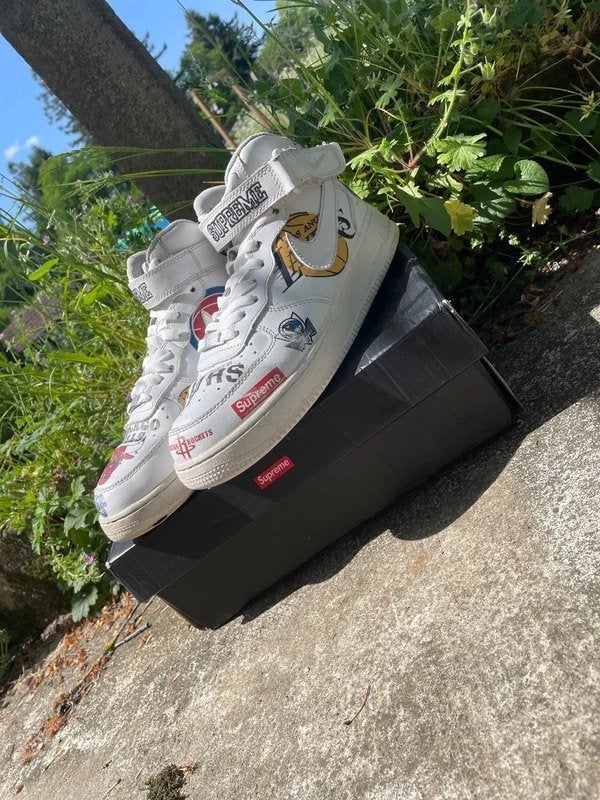 Nike Air Force 1 Mid Supreme x NBA White – maat 42, Wit, Nike, Ophalen of Verzenden, Sneakers of Gympen