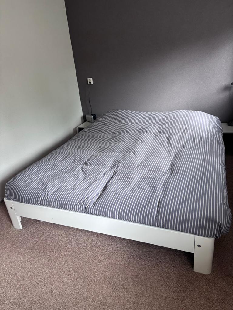 Auping bed met verstelbare spiraalbodem, Ophalen, Wit, Tweepersoons, 180 cm