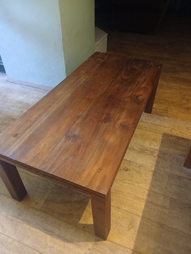 Teak salontafel gratis, Ophalen, Gebruikt, 100 tot 150 cm, Teakhout
