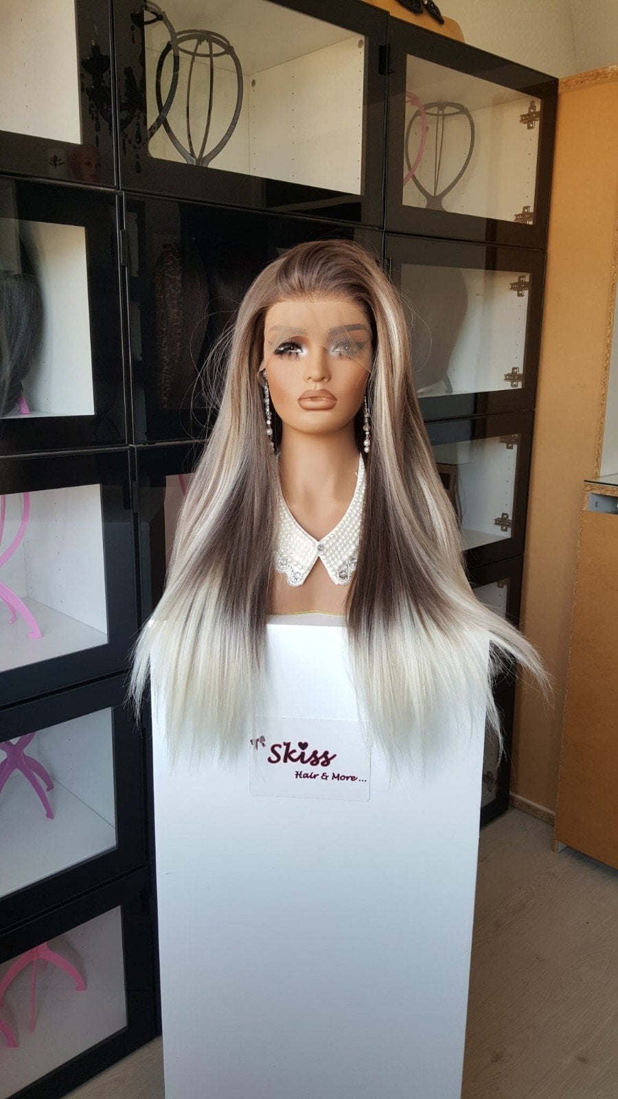 Luxe Lace Pruik: Assigbruin met blond - Stijl, Verzenden, Nieuw, Pruik of Haarverlenging