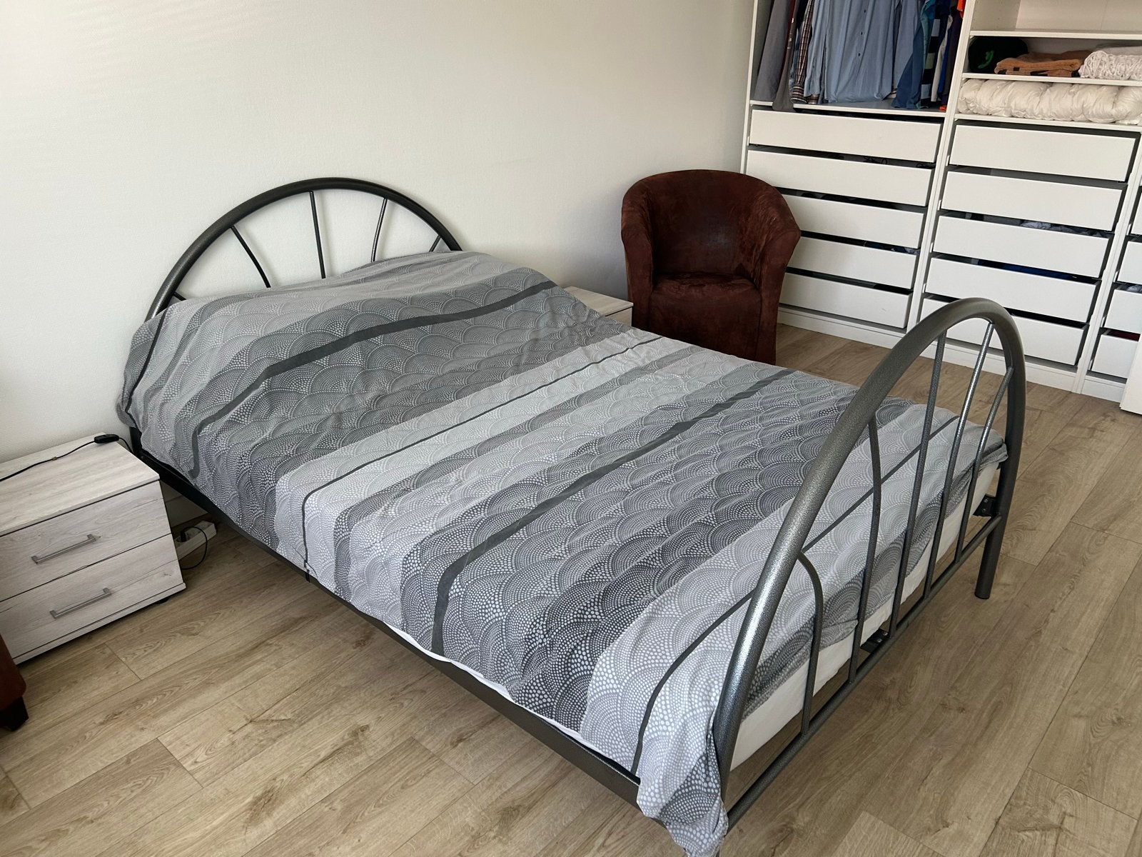 Tweepersoonsbed met lattenbodem - 140x200 cm, Ophalen, Tweepersoons, 140 cm, 200 cm
