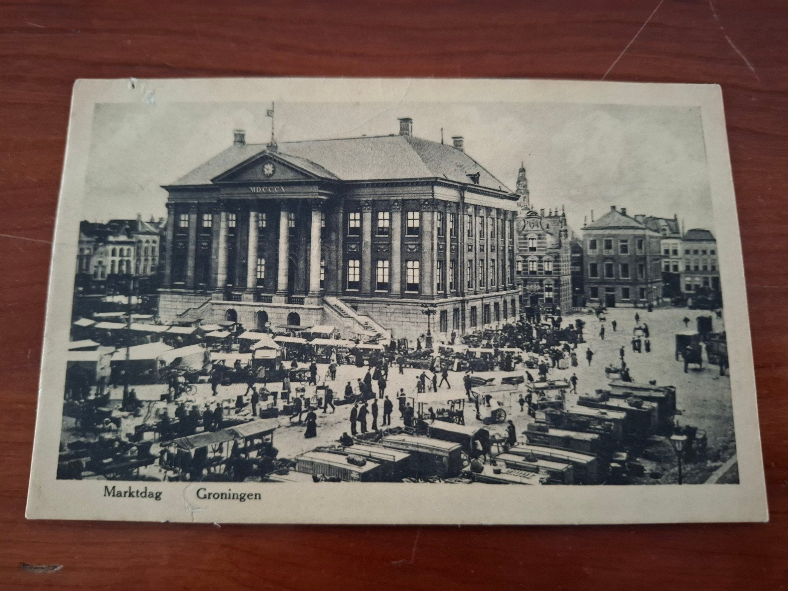 Ansichtkaart Groningen Markt Grote Markt begin 1900, Ophalen of Verzenden, Voor 1920, Ongelopen, Groningen