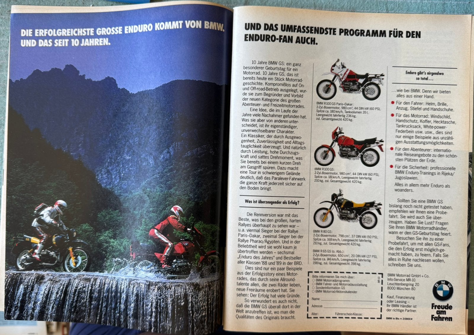 Advertentie 1990 BMW R100 GS Paris Dakar en R80 GS, Verzenden, Zo goed als nieuw, Motoren