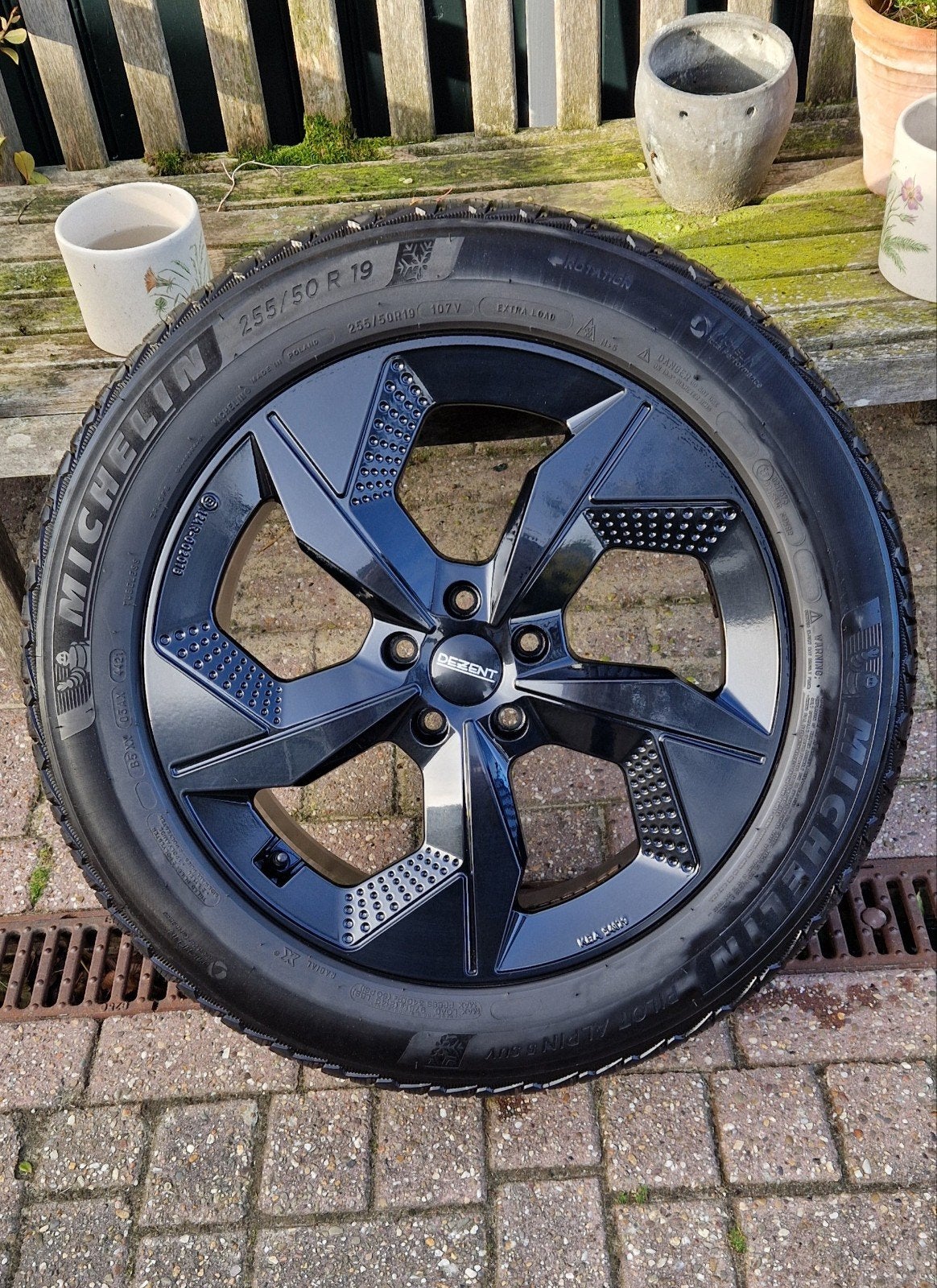 VW ID.4 Alu velgen met Michelin winterbanden, 19 inch, Gebruikt, 255 mm, Banden en Velgen