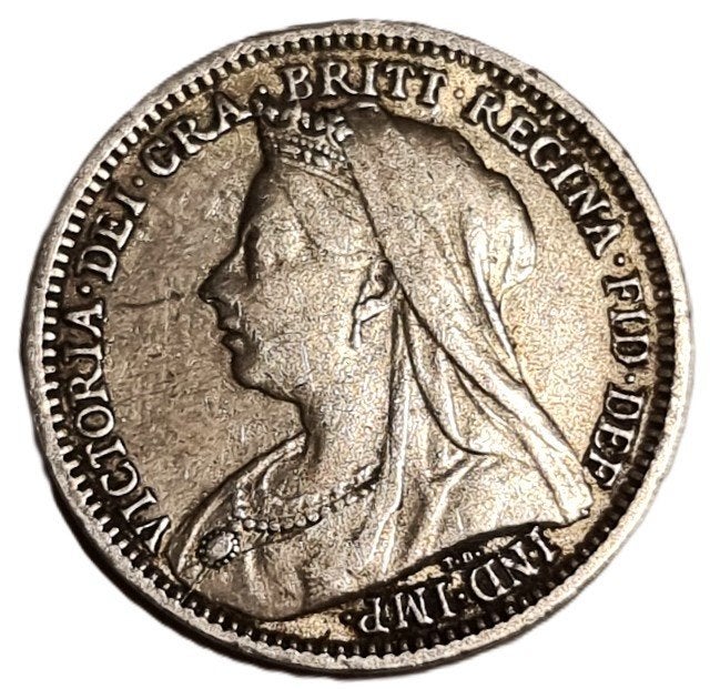 U.K. 3 pence 1900 zilver 925 VF, Ophalen of Verzenden, Overige landen, Losse munt, Zilver