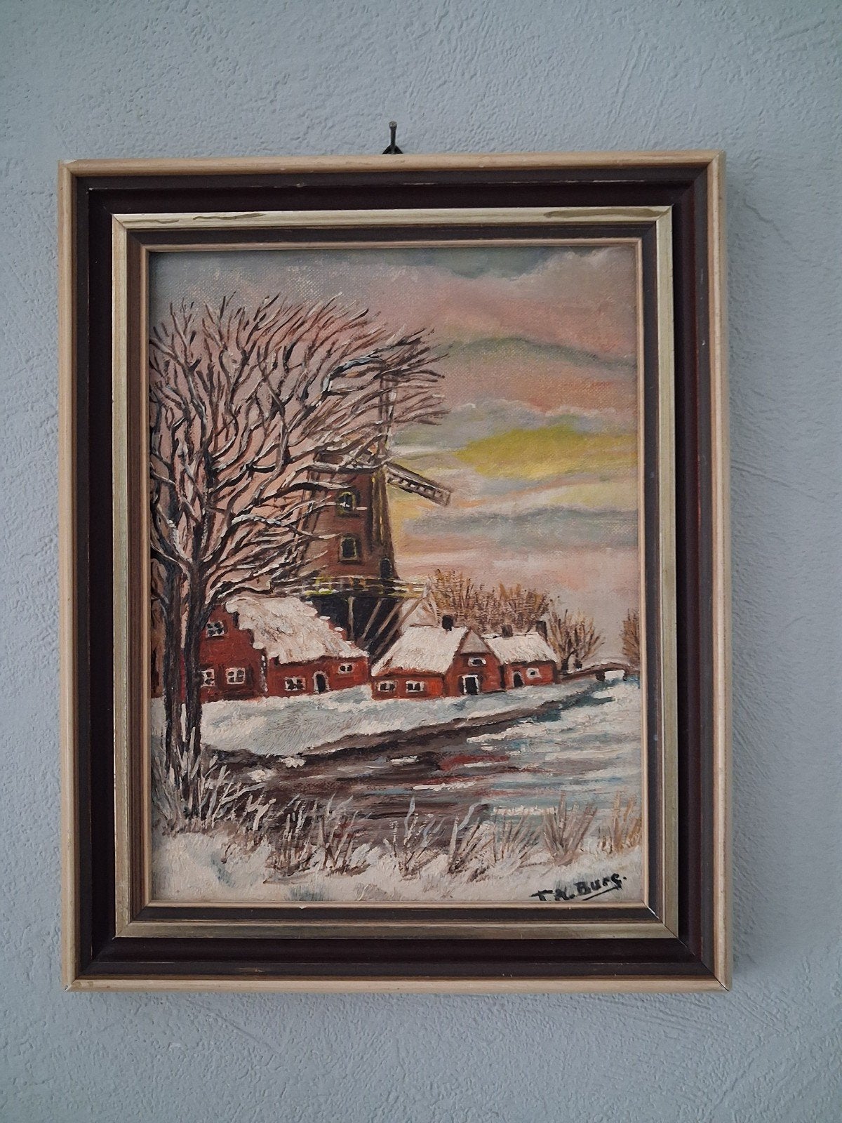 Schilderij van T N Burg, Antiek en Kunst, Paneel, Oud hollands, Ophalen of Verzenden, Gesigneerd