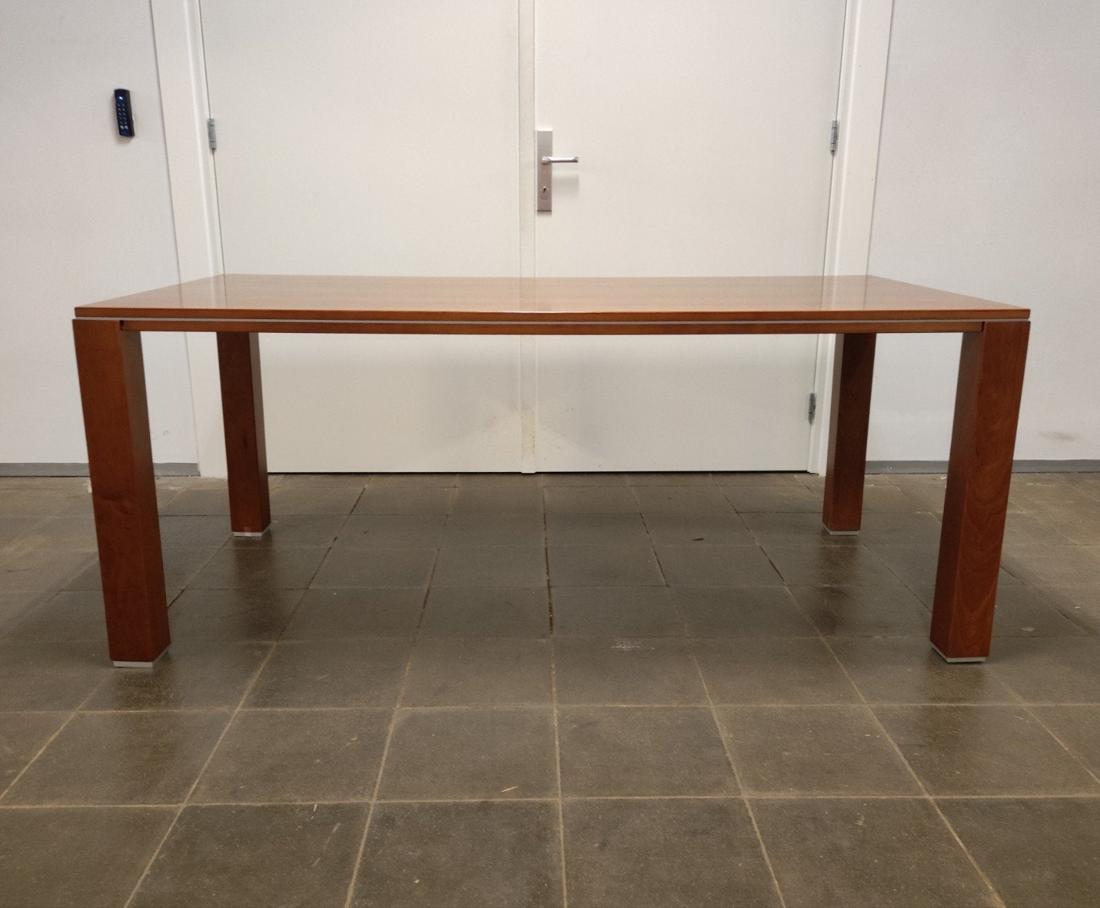 Tafel, design Jan de Bouvrie kersenhoutfineer 180 x 90 cm, Huis en Inrichting, Tafels | Eettafels, Gebruikt, 150 tot 200 cm, Rechthoekig