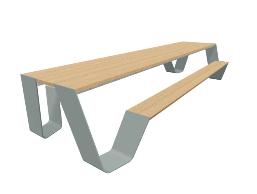 EXTREMIS HOPPER 300cm tuintafel picknicktafel IROKO hardhout, Waterstad 23, Aluminium, Zo goed als nieuw, Info@lightchange.nl