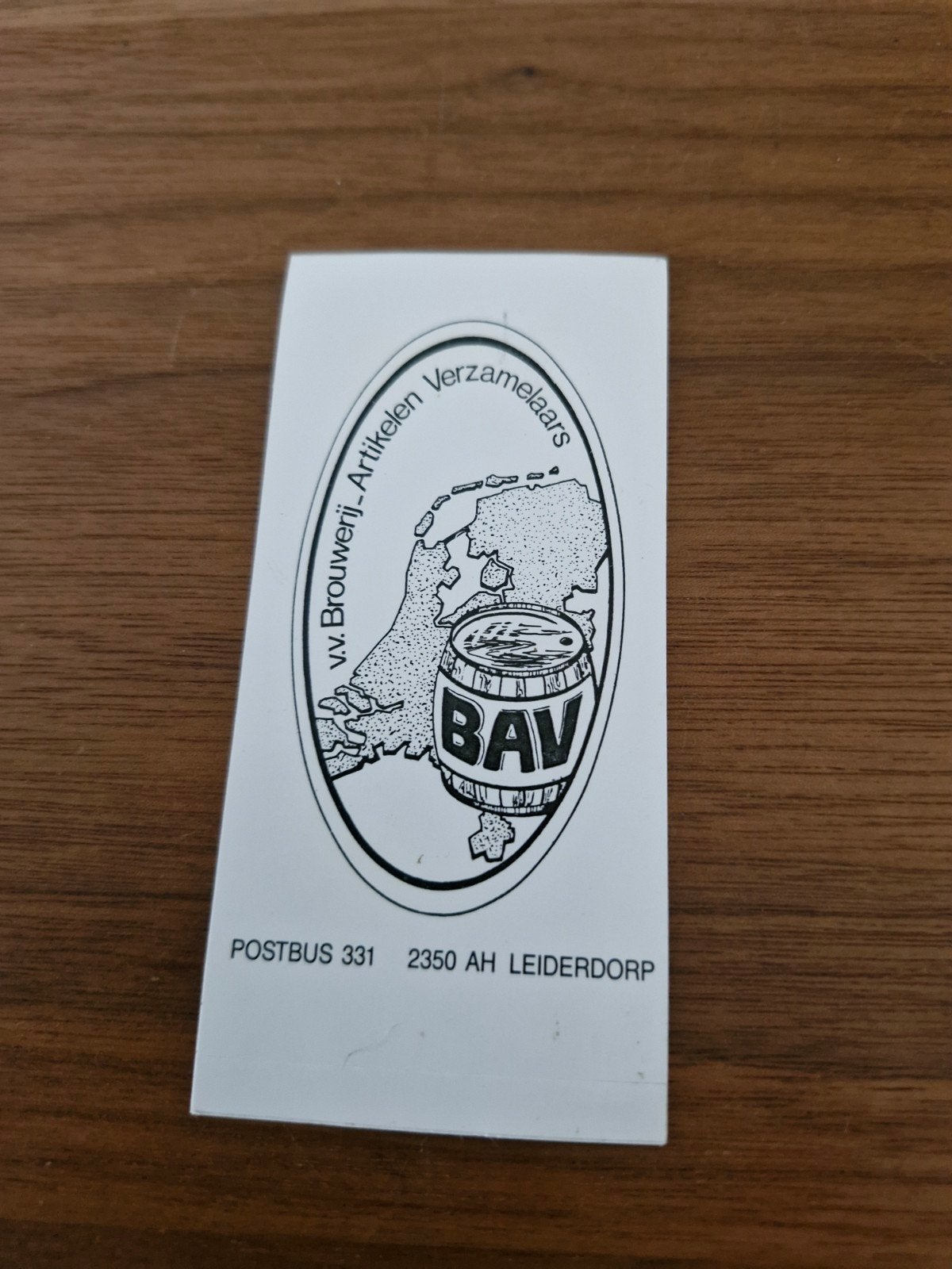9696 Sticker V.V. Brouwerij-Art Verzamelaars BAV Leiderdorp, Verzamelen, Ophalen of Verzenden, Gebruikt, Overige typen