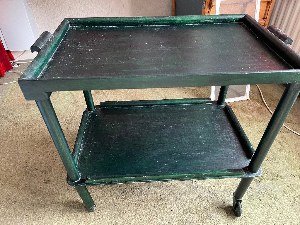 Vintage Serveerwagen/ Tea trolley/ Drankenwagen, Ophalen, Grenenhout, Gebruikt, 50 tot 100 cm
