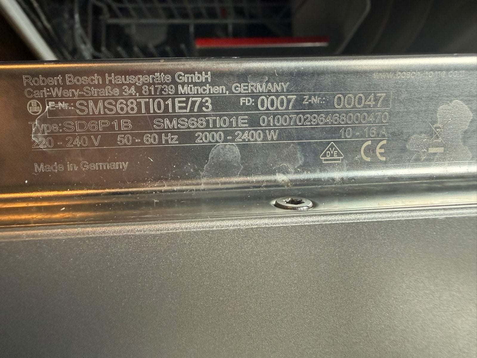 Bosch Serie 6 SuperSilence Plus SMS68TI01E/73 Vaatwasser, Witgoed en Apparatuur, Ophalen, Gebruikt, Vrijstaand, 60 cm of meer