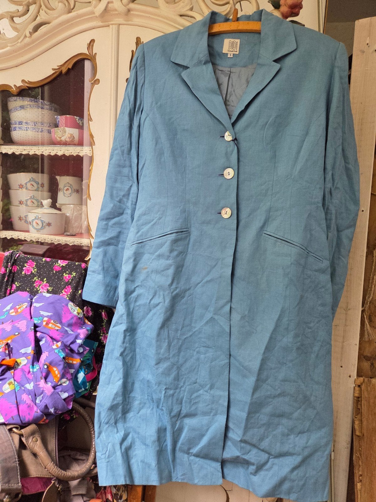 Lange linnen blazer van Didi. Nieuw met kaartje. Maat M, Maat 38/40 (M), Blauw, Nieuw, Didi