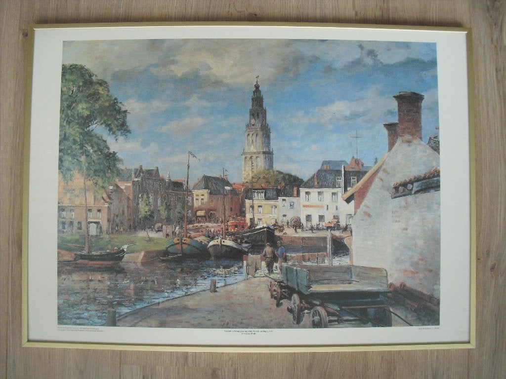 Gezicht Groningen Winschoterdiep Jan Altink 1957 De Ploeg, Antiek en Kunst, Ophalen of Verzenden, Overige onderwerpen