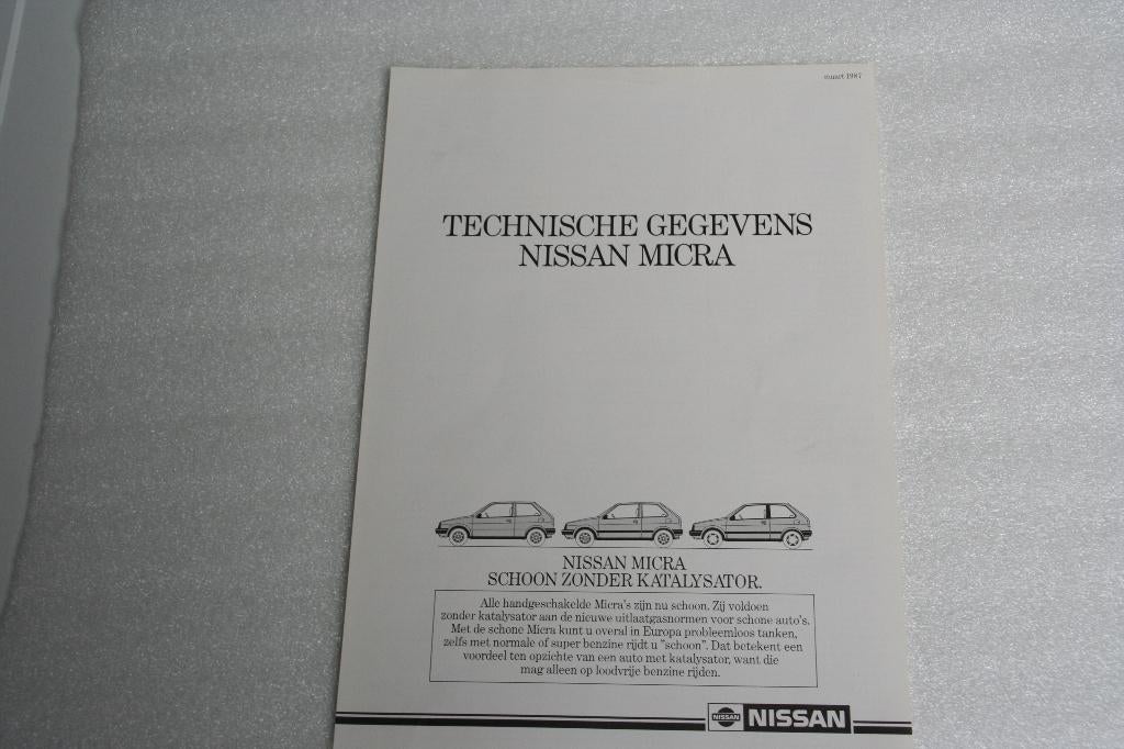 Folder Nissan Micra technische specificaties (03-1987) (13), Ophalen of Verzenden, Nieuw, Nissan