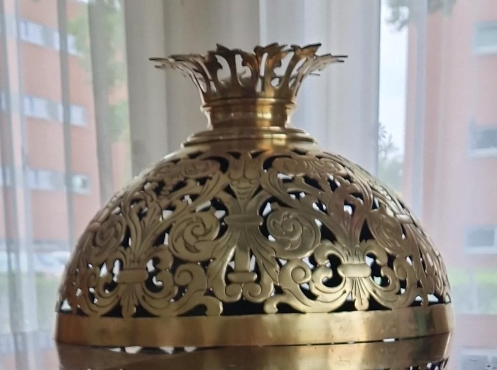 Antieke lampenkap van messing, Antiek en Kunst, Ophalen of Verzenden