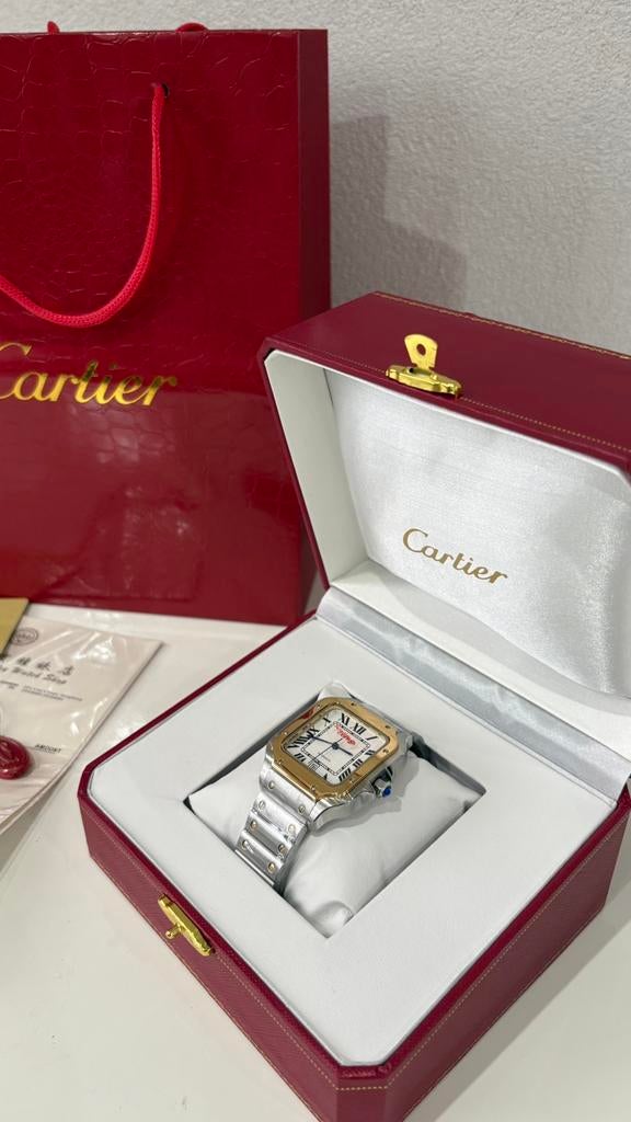 Cartier Santos de Cartier Silver/Gold Horloge 40MM, Ophalen of Verzenden, Staal, Polshorloge, Overige merken