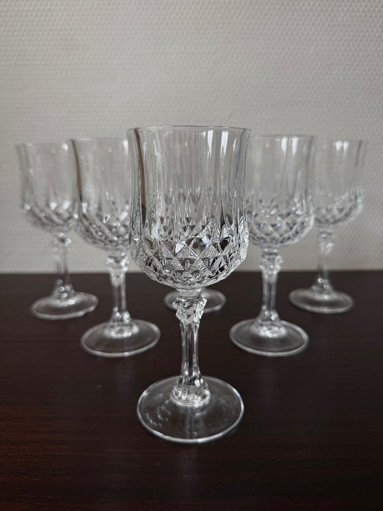 Vintage Cristal D'arques Longchamp 16,5 cm Witte Wijnglazen, Glas of Glazen, Ophalen of Verzenden, Overige stijlen, Glas