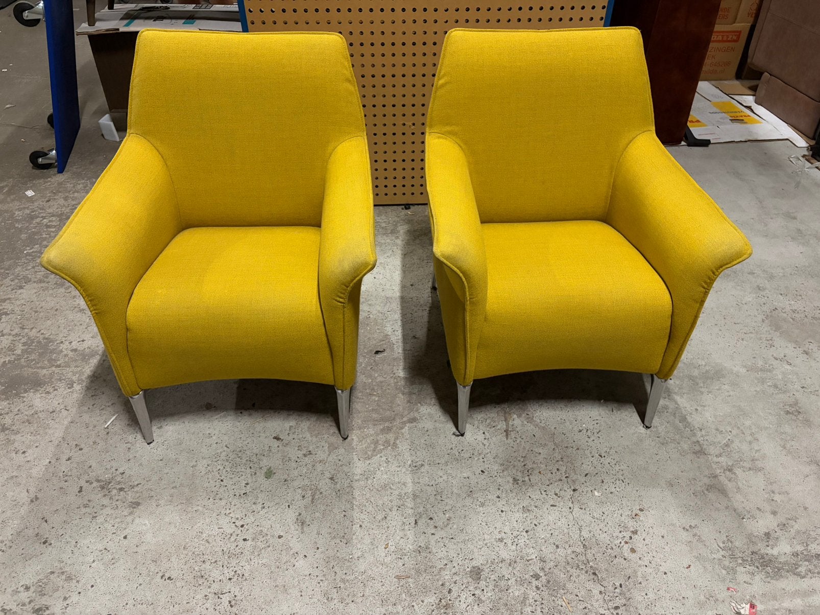 2 gele Leolux fauteuils, Ophalen, ., 75 tot 100 cm, Zo goed als nieuw