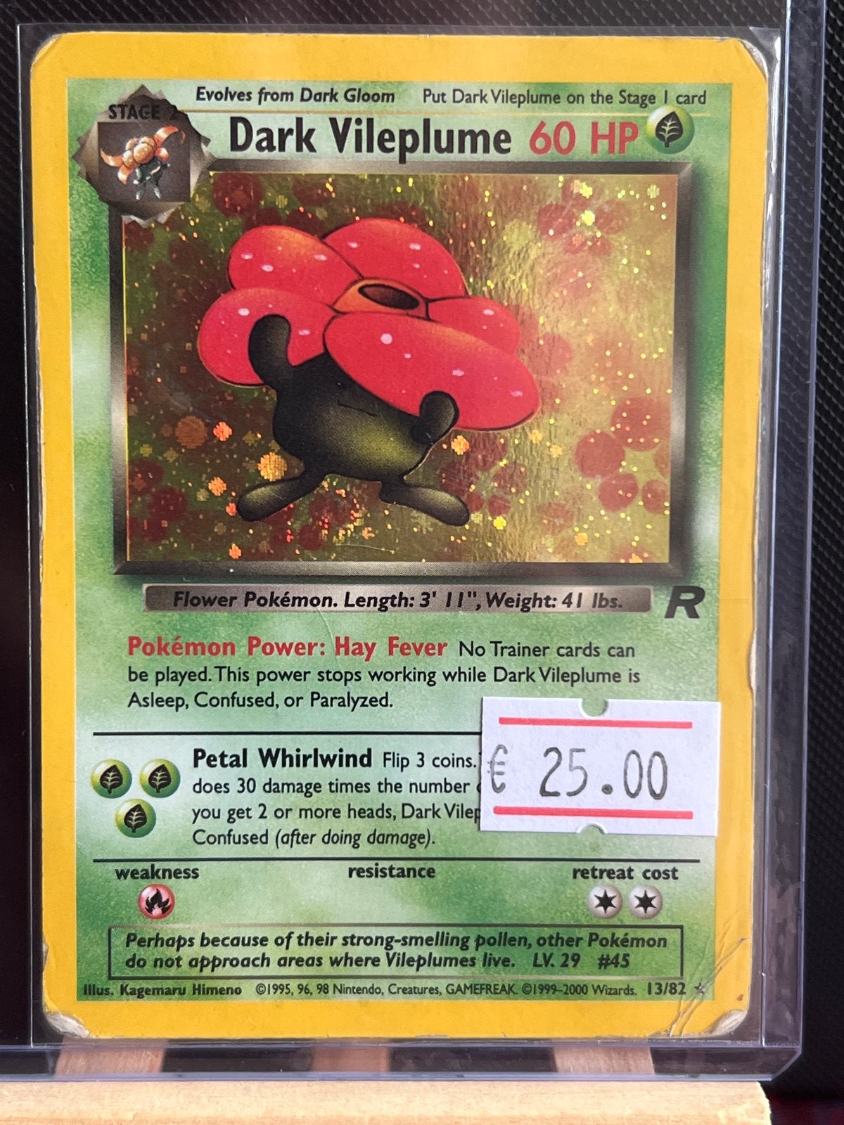 Pokémon Dark Vileplume 60 HP 13/82 - Team Rocket, Ophalen of Verzenden, Gebruikt, Losse kaart, Foil