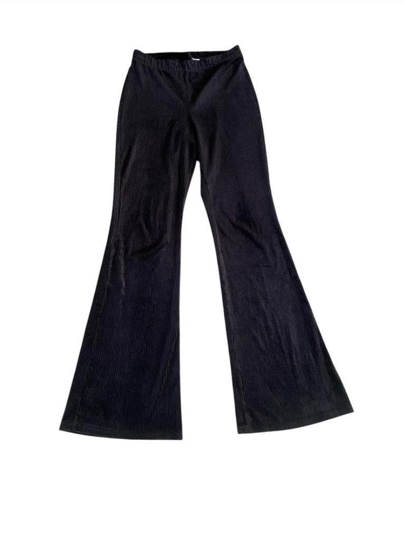 Zwarte velvet corduroy flared broek, maat S, H&M, Zwart, Ophalen of Verzenden, Zo goed als nieuw