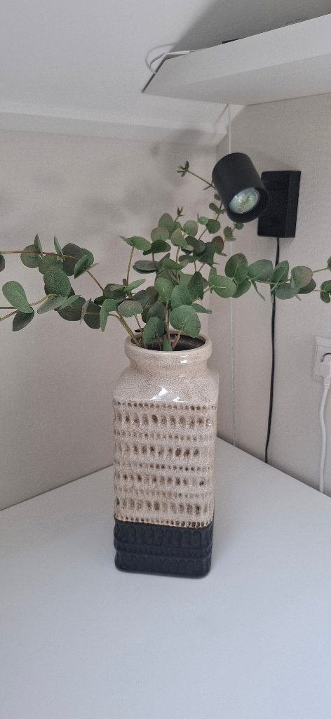 Coppens vaas Ronda L – Crème/Bruin met reliëf (35 cm), Overige materialen, Beige, 35 cm, Ophalen of Verzenden