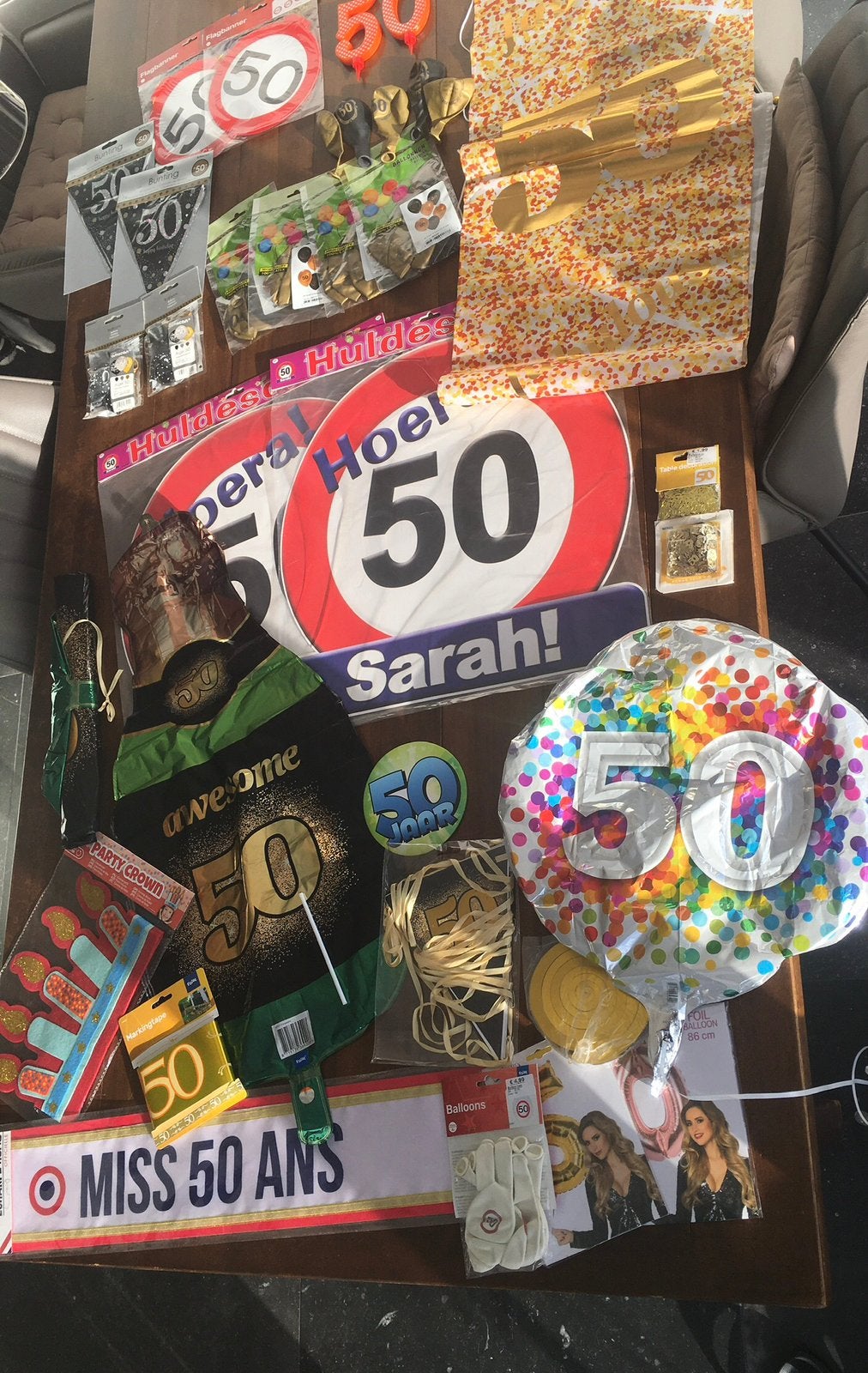 Sarah 50 jaar feestartikelen - feestpakket, Ophalen of Verzenden, Zo goed als nieuw, Versiering, Abraham of Sarah